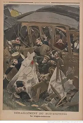 Le déraillement vu par le dessinateur du supplément illustré du Petit Journal (numéro du 2 décembre 1900)