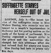 Article sur la grève de la faim, 10 juillet 1909, Arizona Silver Belt