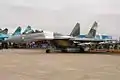 Le second prototype (no 902) du Su-35 modernisé (Su-35S) à l'exposition MAKS 2009, pendant laquelle le ministre de la Défense russe commanda une deuxième série d'appareils.
