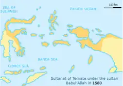  Sultanat de Ternate en 1570, sous le règne du sultan Babul'Allah.
