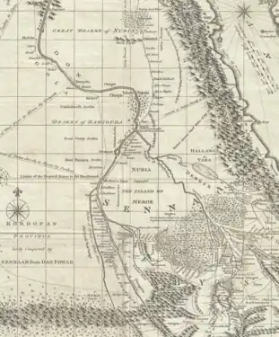 Carte par James Bruce, qui a parcouru le pays au début des années 1770.