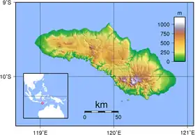 Carte topographique de Sumba