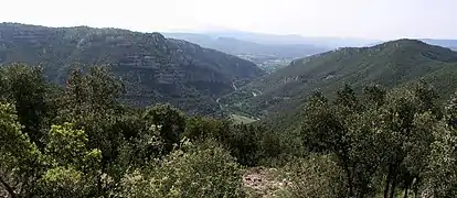 Vue de la vallée du Rieutord vers Ganges.