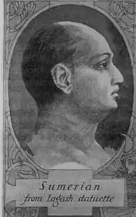 Gravure en noir et blanc représentant un homme vu de profil, glabre et au nez aquilin.