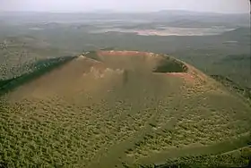 Vue aérienne du cratère Sunset.