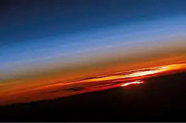 Un coucher de soleil vu depuis l'ISS.