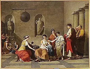 Joseph-Benoît Suvée, Cornélia mère des Gracques 1795, musée du Louvre
