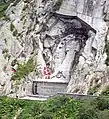 Le monument dédié à Alexandre Souvorov sur le versant nord du col du Saint-Gothard en Suisse.