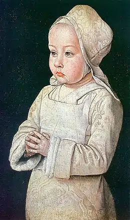 Suzanne de Bourbon (1491-1521) dit « l’Enfant en prière », fille d’Anne de France et de Pierre II, vers 1492, musée du Louvre.