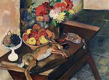 Nature morte au lapin et à la perdrix (1930), huile sur toile, Lausanne, Fondation de l'Hermitage.