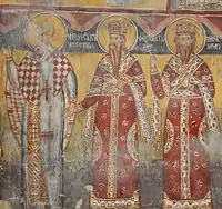 Saint Nicolas, saint Stefan Dečanski et le saint prince Lazare.