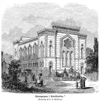 Dessin de la synagogue en 1881