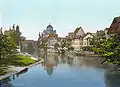 Vue de Nuremberg avec la synagogue. Carte postale vers 1900