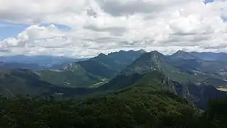 Vue du synclinal de la forêt de Saou depuis roche Colombe.