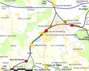 Plan des lignes du secteur de Sarrebourg – Réding