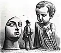 Jules Gagniet, Tête de la Vierge du Puy et buste de l'Enfant Jésus comparés à la taille humaine, 1862.