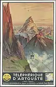 Pic du Midi d'Ossau et téléphérique d'Artouste sur une publicité (1935)