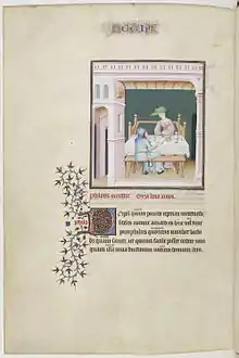 Première miniature de L'Hécyre, f.209v