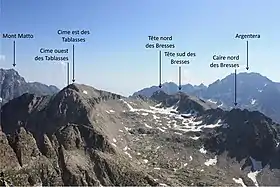 Tête des Tablasses et tête des Bresses, vues depuis la pointe Giegn