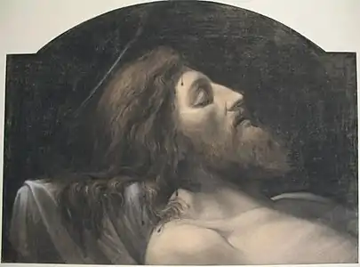 Tête de Christ mort, dessin au fusain acquis par l’État au Salon de 1872 (musée de Senlis).