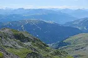 La tête du Torraz (second plan sur la gauche) depuis le passage de la Grande Forclaz au nord.