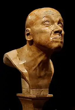 Simplicité au plus haut degré, neuvième d'une série de têtes de personnages par Franz Xaver Messerschmidt (albâtre, après 1770)