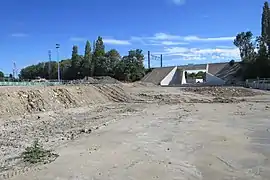 Le site de la station d'Épinay-sur-Orge en construction en septembre 2020.