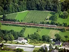 Arrivée à Montmélian d'un train de marchandises venant de la Maurienne.