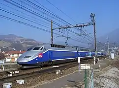 TGV Réseau Duplex en livrée Atlantique à Albertville.