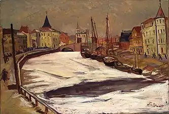 Nikolai Triik (1884‒1940), Hiver à Tartu sur la rivière Emajõgi, 1935. Toile, huile.