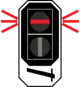 Signal d'arrêt protégeant exclusivement un passage à niveau, indiquant que l'installation est en dérangement.