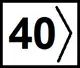 Limite de vitesse à ne pas franchir si franchissement d'une aiguille en position déviée (ici à droite).