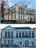 Les façades et les toitures, côté place Reine Astrid et côté Parc de l'Hôtel de Ville, de l'immeuble Gorin, à Tournai