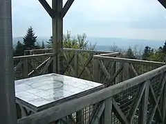 Table d'orientation au sommet de la tour de bois