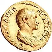 pièce d'or, représentant un buste d'homme de profil, avec une inscription de chaque côté