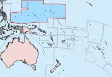 Carte montrant une zone parsemée d'îles située au nord-est de l'Australie