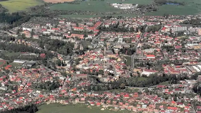 Vue aérienne de Tachov.