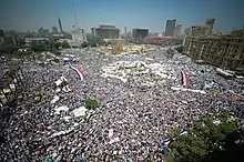 Photographie d'une manifestation place Tahrir le 29 juillet 2011