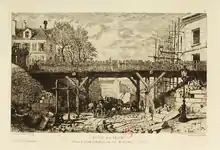 Paris en train : percée de la rue de Madrid sous la rue du Rocher (avril 1868)