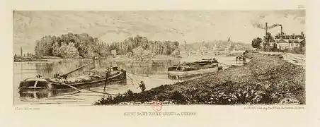 La Seine avec vue de Saint-Ouen, eau-forte d'Alfred Taiée (avant 1870).