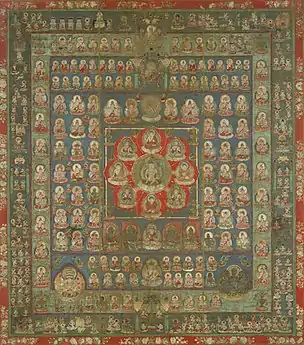 Mandara de la Matrice de la grande compassion, dit Mandara du Shingon.in, 899. Couleurs sur soie, 183 × 154 cm. Tō-ji, Kyōto.