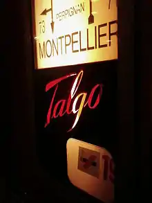 Affichage dans une voiture Talgo entre Montpellier et Barcelone