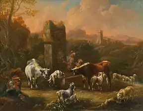 Idylle pastorale dans un paysage romantique