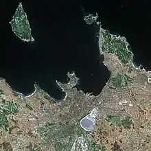 Tallinn vue de l'espace par le satellite SPOT.