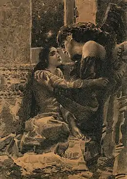 Le Démon et Tamara, illustration du poème de Lermontov, 1890