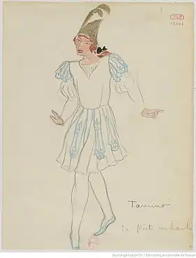 Tamino (maquette de costume de Jacques Drésa pour l'Opéra de Paris, 1922).