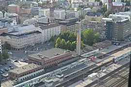 La gare vue de l'hôtel Torni de Tampere.
