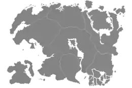 Carte représentant les contours du continent de Tamriel et de ses provinces