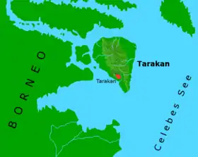 Localisation de Tarakan par rapport à Bornéo
