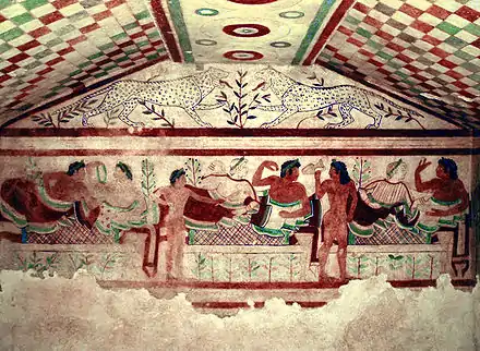 Scène de triclinium de la tombe des Léopards